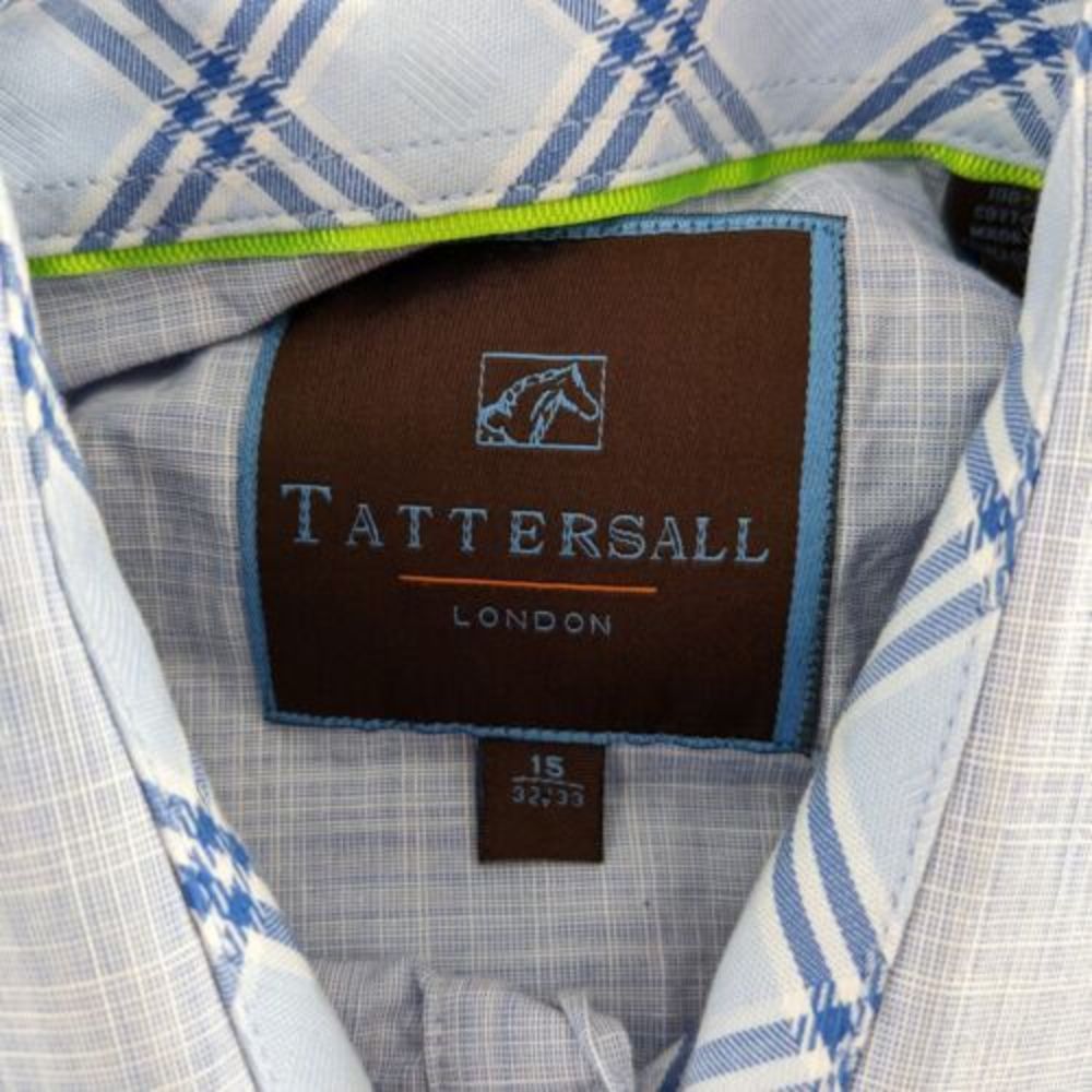 Tattersall London Men's 15 S/M Cotton Long Sleeve Button Down Shirt - Picture 4 of 7